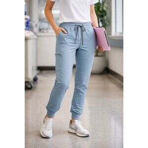FIGS Zamora Jogger Scrub Pants Woman’s Light Blue Small Medical Stretch